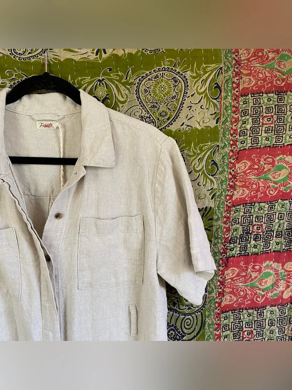Faherty Pale Flax Lita 100% Linen Shirt Midi Dress Medium Coastal Lagenlook